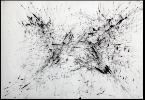 Whip Series #2 Drawing and blown ink on paper 24 × 36 in 61 × 91.4 cm