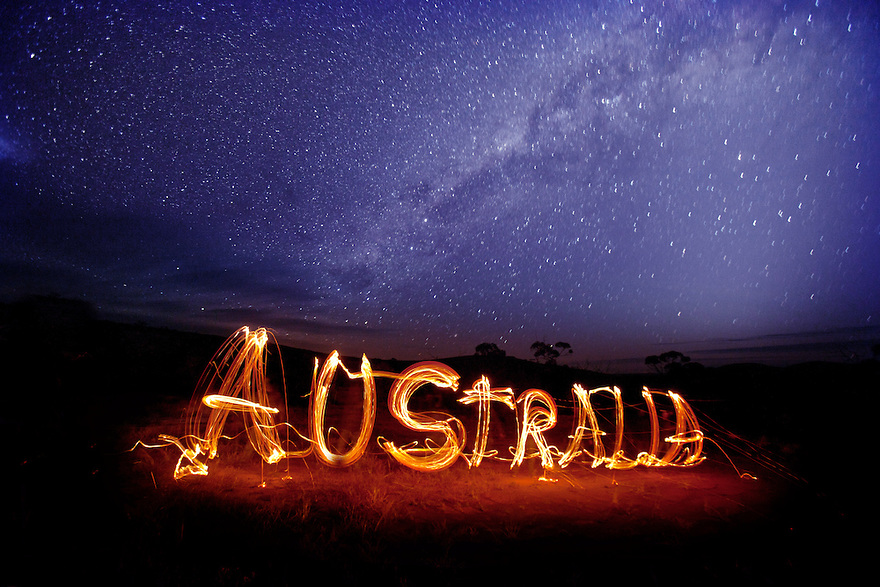 Australia written with fire sticks Gawler Ranges South Australia