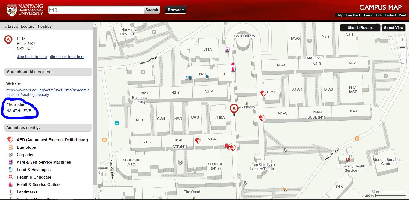 Online map of the NTU Campus